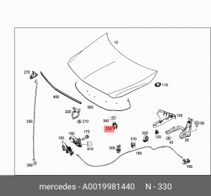 ОТБОЙНИК КАПОТА 0019981440 A 001 998 14 40 MERCEDES BENZ