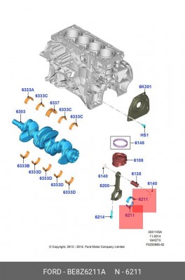BE8Z-6211-A ВКЛАДЫШ ШАТУНА BE8Z-6211-A FORD