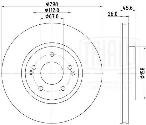 Диск торм. SsangYong Actyon (10-) перед. d=298 (окраш.) (DF 170103)  2шт DF 170103 TRIALLI