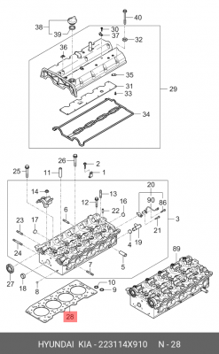 Прокладка головки блока KIA Bongo 3 (06-) (2.9-J3) (ЕВРО-4) OE 223114X910 HYUNDAI KIA
