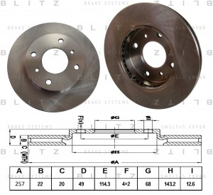Диск тормозной передний вентилируемый NISSAN Primera 90- BS0132 BS0132 BLITZ