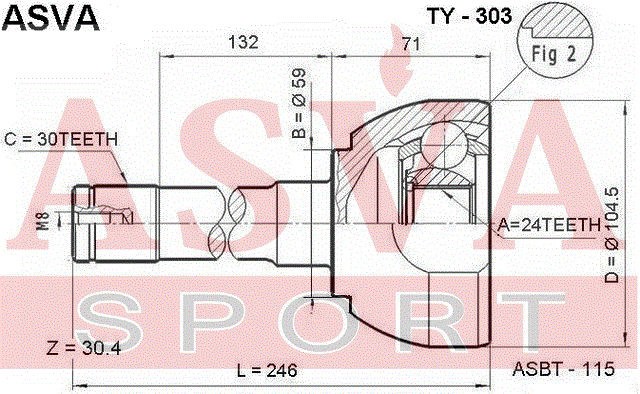 ШРУС ГАРАНТИЯ 12 МЕСЯЦЕВ 12 TY303 TY-303 ASVA