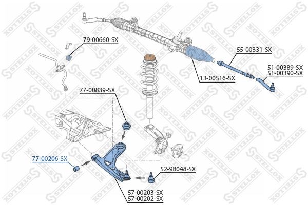 сайлентблок рычага пер.!\ Citroen C1, Peugeot 107 06> Toyota Aygo 07> 77-00206-SX STELLOX