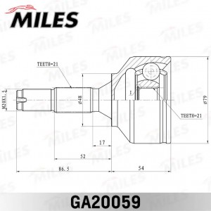 ШРУС наружный CITROEN C3 1.1/1.4 02- (GKN 303928) GA20059 GA20059 MILES