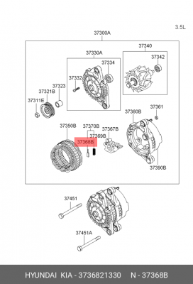 Угольная щетка генератора в сборе 37368-21330 3736821330 HYUNDAI KIA