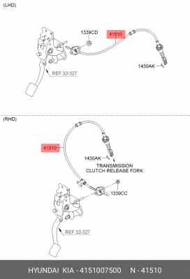 Трос сцепления KIA Picanto (04-11) OE 4151007500 HYUNDAI KIA