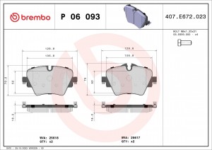 Колодки передние BMW 1 F40, 3 G20, 5 G30, X1 F48, X2 F39, X3 G01, X4 G02 P06093 P06093 BREMBO