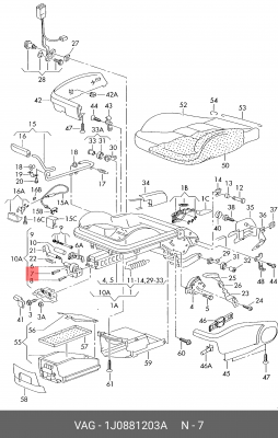 направляющая сиденья!\ Skoda Octavia 00-11, VW Golf IV/Bora 97-05 1J0 881 203 A VAG