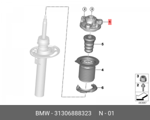опора амортизационной стойки передней! верхняя\ BMW X3 G01/X4 G02 21> 31306888323 BMW
