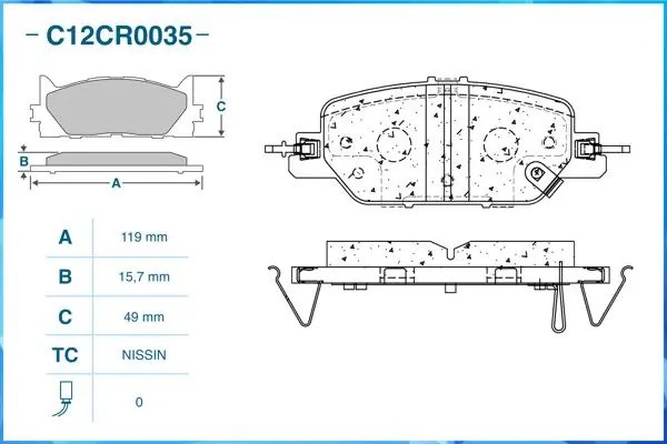 Тормозные колодки задние Low Metallic C12CR0035 C12CR0035 CWORKS