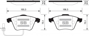 Колодки тормозные дисковые Audi A4/A6/A8 1.8-4.2/2.0TDI-3.0TDI 02 SP2112F SP2112F SANGSIN