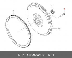 Болт MAN крепления маховика (M16x1.5x86) OE 51900200419 MAN