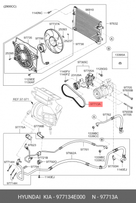 Ремень приводной поликлиновой 4PK855 KIA Bongo 3 (06-) кондиционера OE 977134E000 HYUNDAI KIA