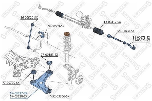 рычаг левый!\ Citroen C3 02> 57-03527-SX STELLOX