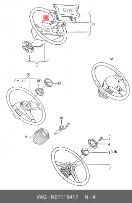 гайка! M16x1.5\ Audi 100/80/A3/A4, VW Caddy/Golf 90> N 011 164 17 VAG