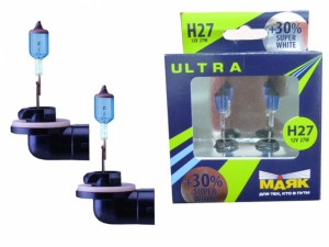 Лампа галогенная H27 12V 27W "Маяк" Super White УЛЬТРА NEW (PGJ13 +30%) (2 шт.) 82727W/2 SW+30 MAYAK