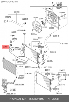 Бачок расширительный HYUNDAI Elantra (06-),i30 KIA Ceed (06-) OE 254312H100 HYUNDAI KIA