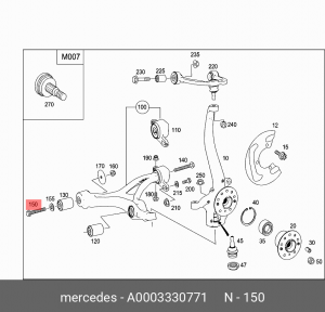 Болт MERCEDES ML (W164) сход-развала регулировочный OE A  0003330771 MERCEDES BENZ