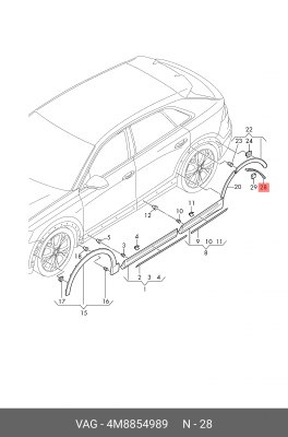 4M8854989 НАКЛАДКА КОЛ СНОЙ АРКИ 4M8854989 VAG