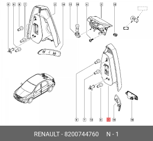 фонарь левый!\ Dacia Logan 08> 8200744760 RENAULT