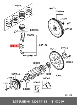 Вкладыши MITSUBISHI Colt шатунные комплект OE MD343138 MITSUBISHI