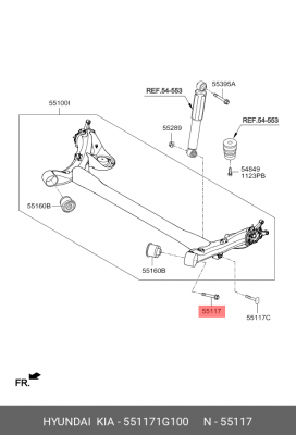 болт крепления задней балки! M12\ Hyundai Solaris 10> 55117-1G100 HYUNDAI