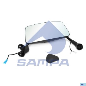 Зеркало в сборе, левое Scania-4 с электрорегулировкой подогревом 043484 SAMPA