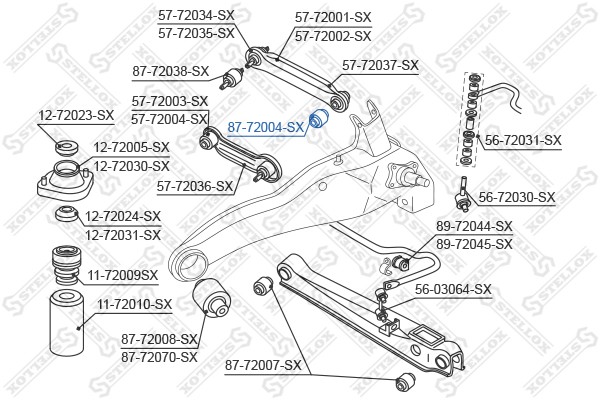 сайлентблок зад. рычага верхн. внутр.!\ Mitsubishi Lancer 92>/Carisma 95> 87-72004-SX STELLOX