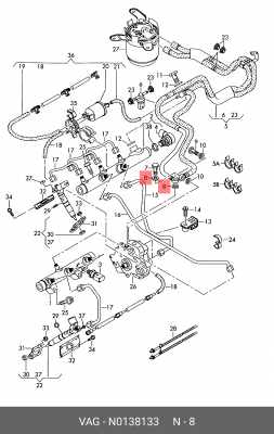 Кольцо уплотнительное VW AUDI SEAT SKODA трубки масляной OE N 013 813 3 VAG