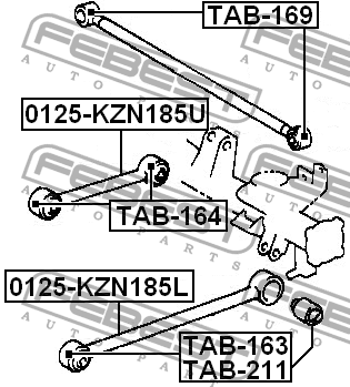 Сайлентблок задн продольн рычага TOYOTA LAND CRUISER PRADO 90 1996-2002 TAB-163 TAB-163 FEBEST