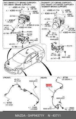 ДАТЧИК АБС, GHP9-43-71Y MAZDA