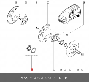 к-кт кольцо магнитное, кронштейн датч. ABS зад!\ Renault Kangoo 1.6i 07> 479707820R RENAULT