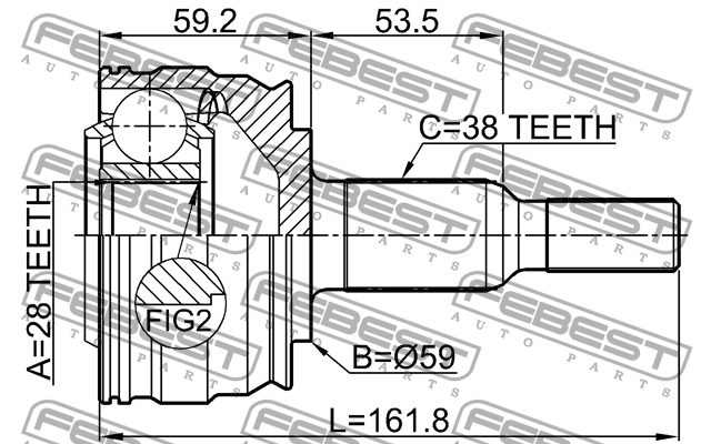ШРУС внешн задний VW TRANSPORTER V RWD 03-10 2310-TRANRR 2310TRANRR FEBEST