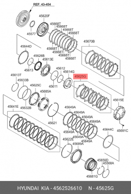 Диск фрикционный АКПП HYUNDAI Elantra (11-),i40 (15-),Solaris (15-) комплект OE 4562526610 HYUNDAI KIA