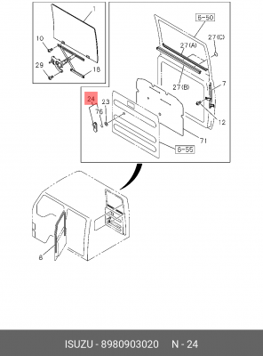 Ручка ISUZU NQR75,NQR71 стеклоподъемника двери OE 8980903020 ISUZU