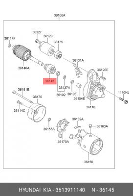 Бендикс стартера 3613911140 HYUNDAI KIA