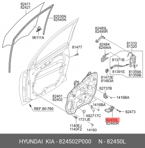 824502P000 Мотор ст/подъемника KIA SORENTO 09- передний левый 824502P000 MOBIS