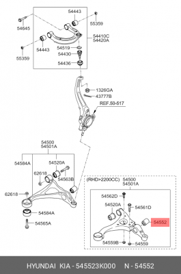 Сайлентблок HYUNDAI Sonata NF рычага переднего OE 545523K000 HYUNDAI KIA