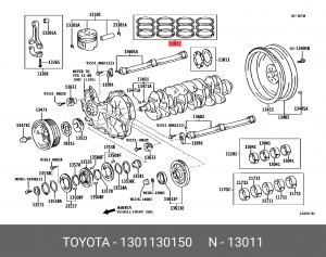 кольца поршневые! d96x2x1.5x3 STD (4)\ Toyota Land Cruiser/Prado 3.0TD 1KD-FTV 0 13011-30150 TOYOTA