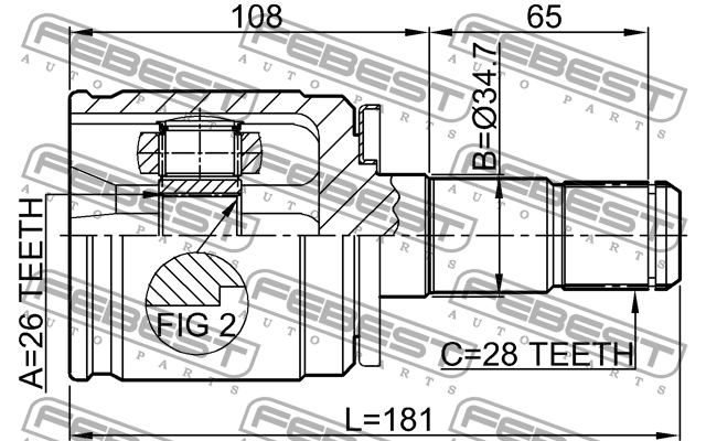 ШРУС 0411-K94LH 0411-K94LH FEBEST