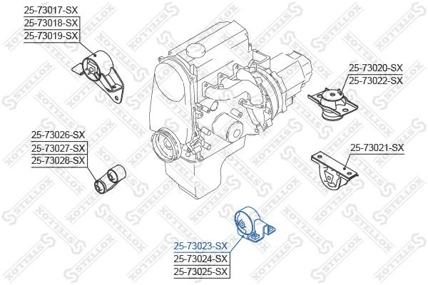 подушка ДВС передняя! VIN: 857283>\ Daewoo Matiz 0.8 SOHC <98 25-73023-SX STELLOX