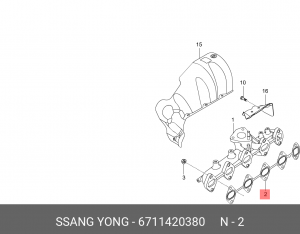 Прокладка коллектора SSANGYONG Actyon (13-),Rexton (12-) (D20R) выпускного OE 6711420380 SSANG YONG