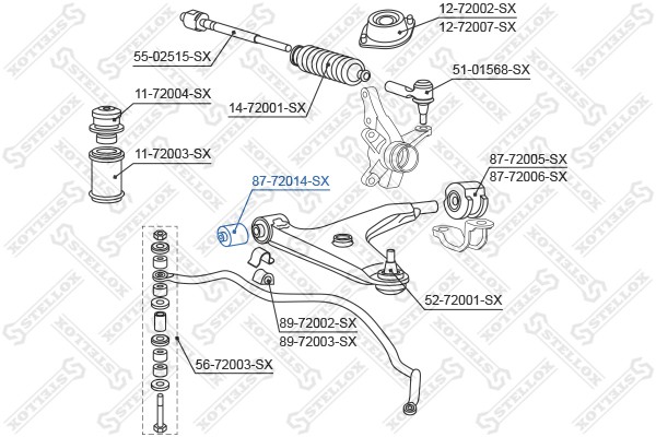 сайлентблок рычага пер.!\ Mitsubishi Colt/Lancer 92> 87-72014-SX STELLOX