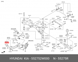 Сайлентблок HYUNDAI Santa Fe (12-) (4WD) рычага заднего продольного правого OE 552752W000 HYUNDAI KIA