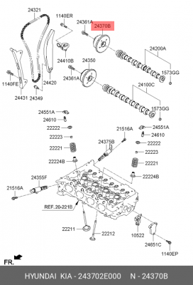 Шестерня HYUNDAI i40 (11-) распредвала выпускной OE 243702E000 HYUNDAI KIA