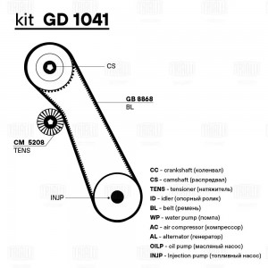 Ремень ГРМ Ford Transit Connect (02-) 1.8d (91*20) (HNBR стекловолокно) (GB 8868 GB 8868 TRIALLI