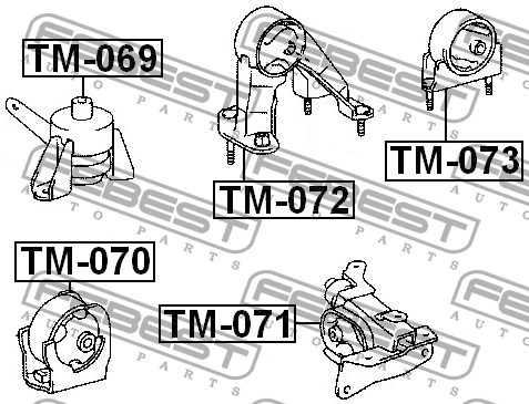 Подушка двигателя задняя TM-073 TM-073 FEBEST