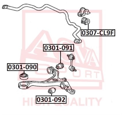 Сайлентблок HONDA Accord (03-) рычага переднего нижнего средний ASVA 0301-092 ASVA