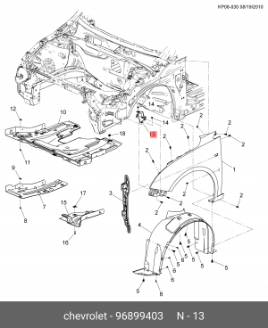 Кронштейн бампера CHEVROLET Cruze переднего левый OE 96899403 GENERAL MOTORS