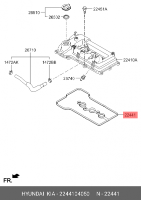ПРОКЛАДКА КРЫШКЫ КОРОМЫСЛА (РЕЗИНОВАЯ) 22441-04050 2244104050 HYUNDAI KIA